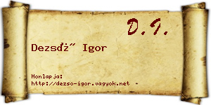 Dezső Igor névjegykártya