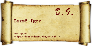 Dezső Igor névjegykártya